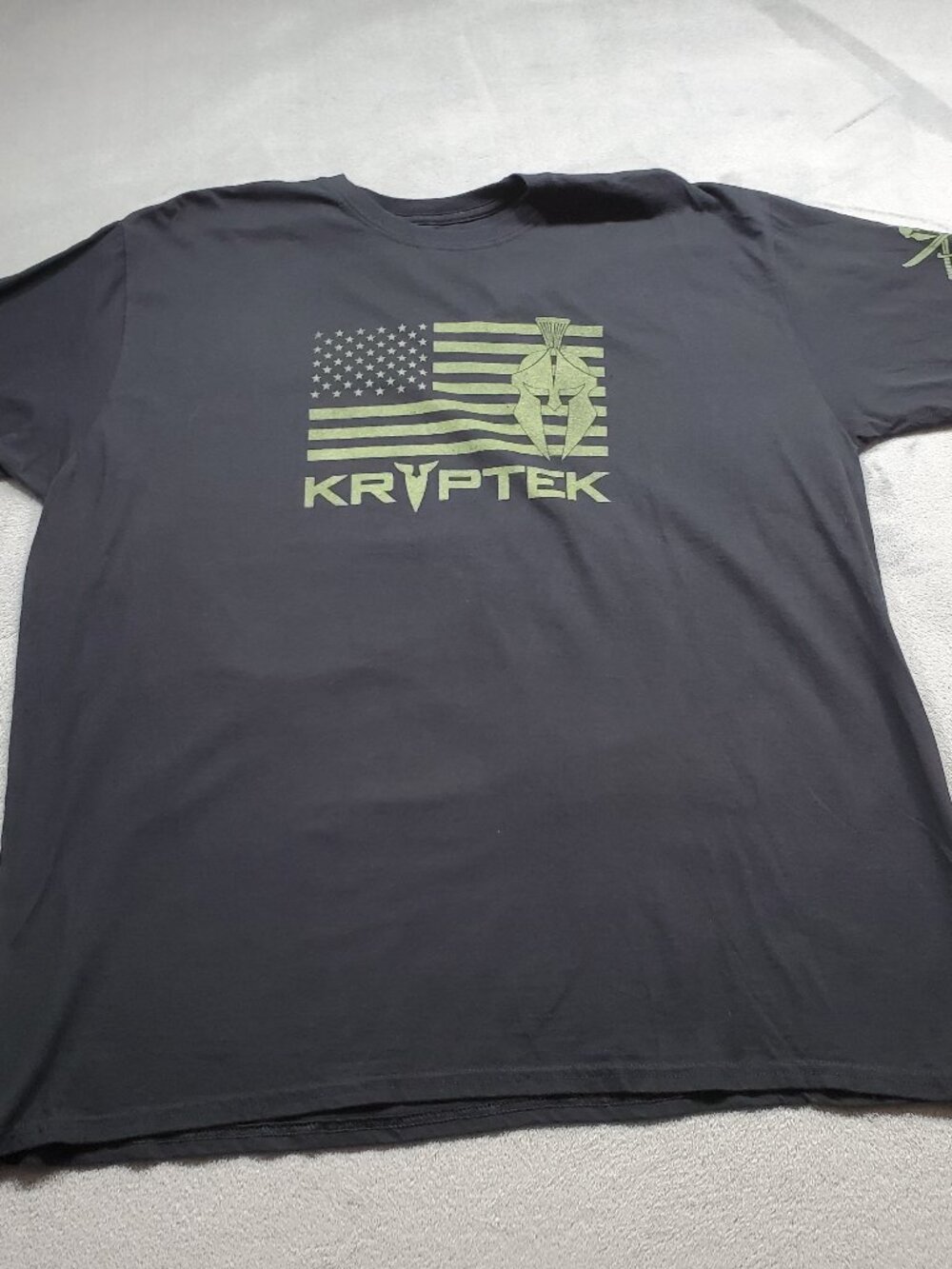 Kryptek  Short Sleeve T-shirt American Flag Graphic Print Black Green Men Sz 2XL